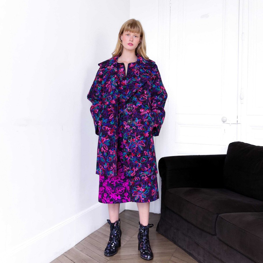 Vetements Laura Vita | Manteau Atlas Violet Studio